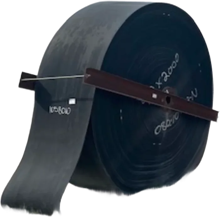 Rolled used conveyor belt